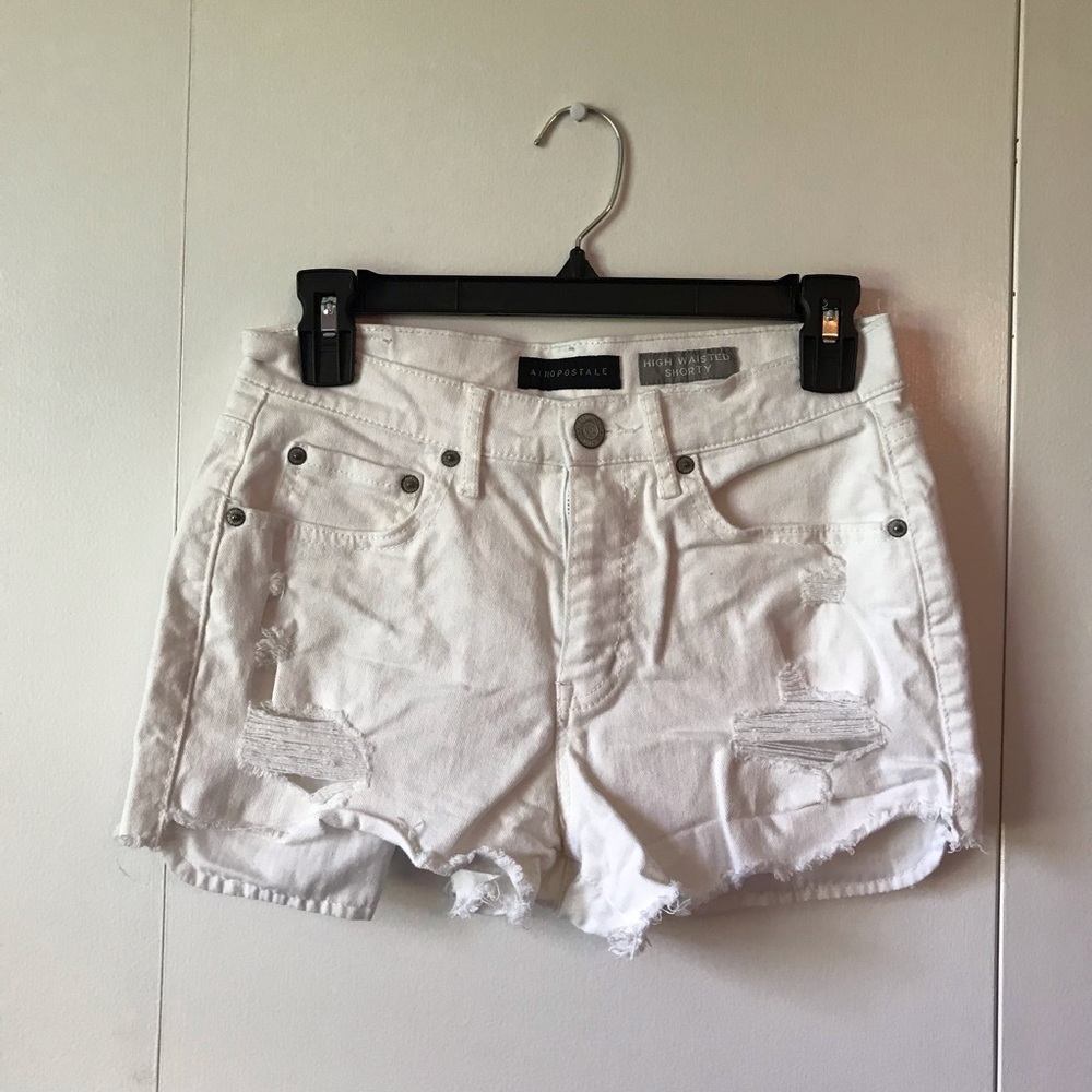 Aeropostale high-waisted white denim shorts